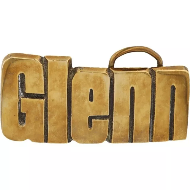 New Brass Glenn Glen Glendon Glennon Name Hippie 1970s NOS Vintage Belt Buckle