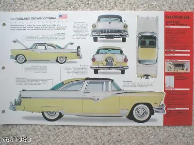 1955/1956 Ford FAIRLANE CROWN VIC. SPEC SHEET/ Brochure