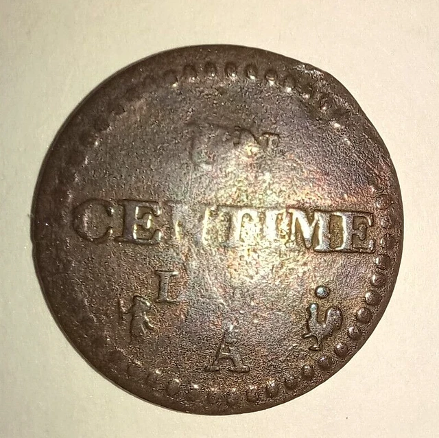 *** Pièce  RARE de Un centime Dupré An 7 A      ***