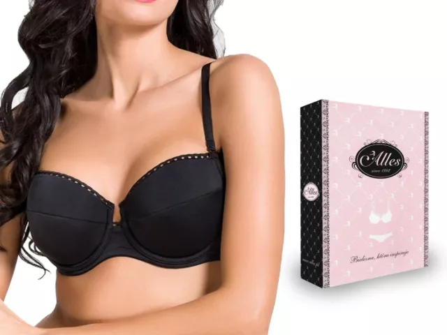 Damen BH gepolstert Vollschalen Full Cup Dessous ALLES ELENA Mikrofaser Schwarz