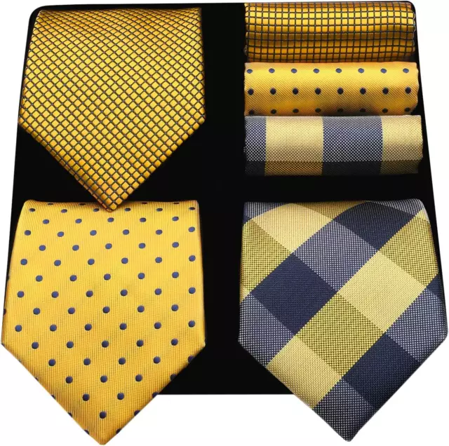 Mens Ties and Pocket Square Set Business Elegant Ties for Men Classic