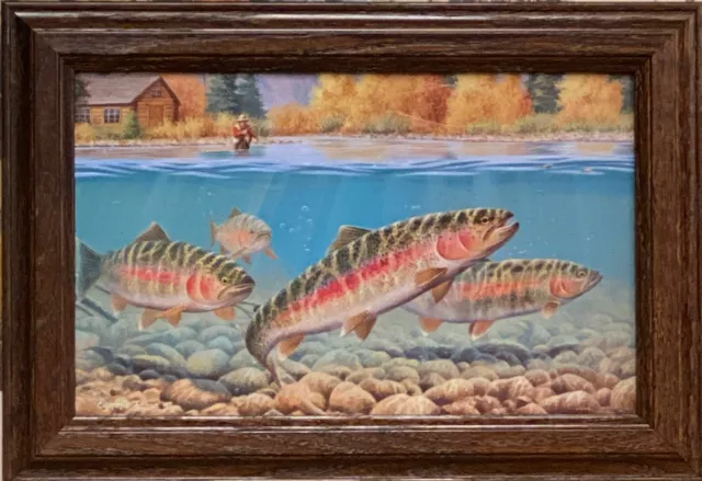 Cynthie Fisher Autumn Rainbows Fishing Art Decorator Print Framed 14.5 x 10