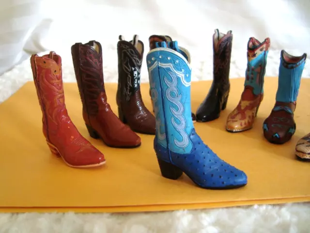 Minature Ceramic Cowboy Cowgirl Boots Collection lot 10