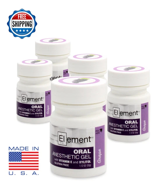 5 JARS ELEMENT 20% Benzocaine Topical Anesthetic Gel GRAPE Tattoo Piercing