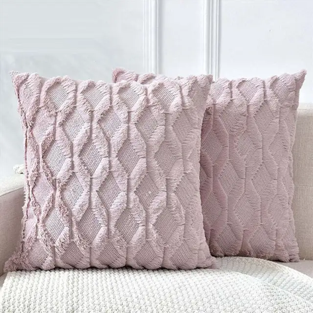 2 Pack Decorative Boho Throw Pillow Covers 45 x 45 cm Pink