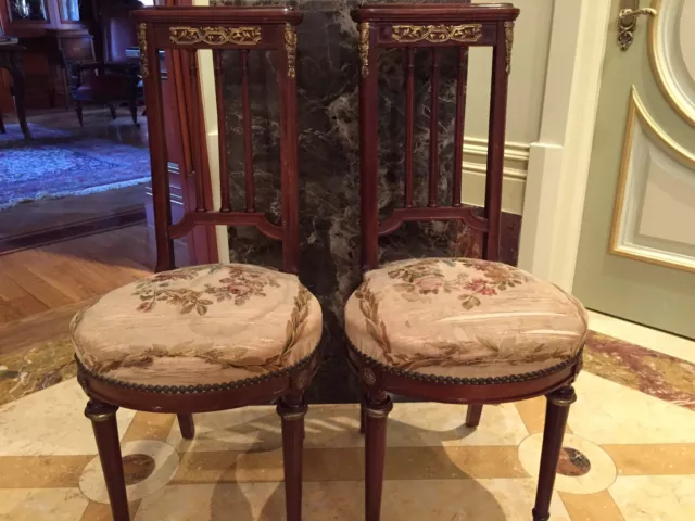 Magnificent Pair Of 19Th Century French Louis 16 Abousan Bronze Chairs