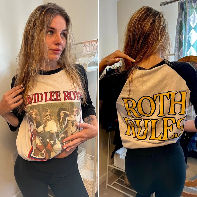 DAVID LEE ROTH Vintage 1986 Roth Rules 3/4 Sleeve Baseball Jersey Side ...