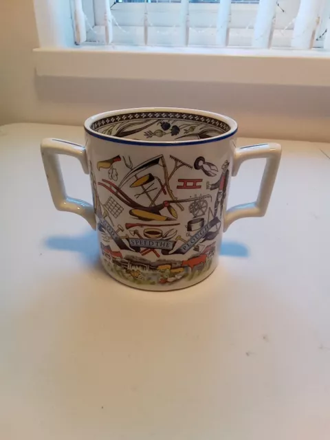 Vintage Burleigh Ironstone 'God Speed the Plough' Twin Handled Cider Mug