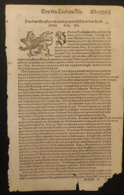 Xilografia Sebastian Munster Mostri Mitologia Cavallo  1574