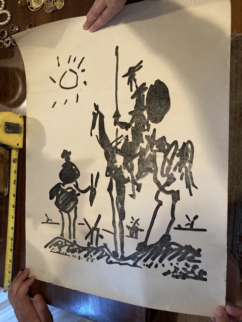 pablo picasso don quixote signed lithograph print on Ingres paper made in France pablo picasso don quixote signed lithograph print on Ingres paper made in France