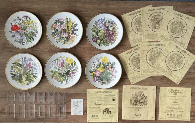 Vintage Carverswall Spink, Wildflowers 6 Plate Collection, Limited Edition, 23cm