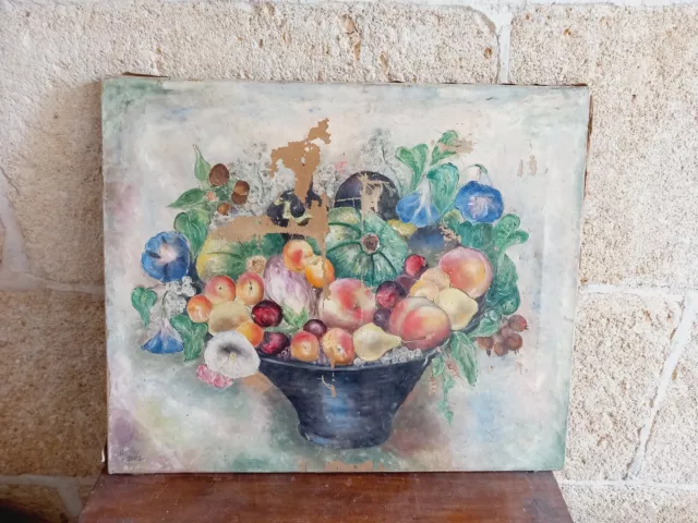 Peinture Sur Toile Signé Lydia Radda (1891-1967) 55,5x46cm Nature Morte Tableau