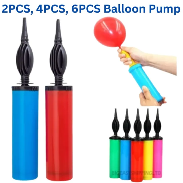 Balloon Pump Set With Tie Tool Hand Held Portable Air Inflator Party Tool Uk