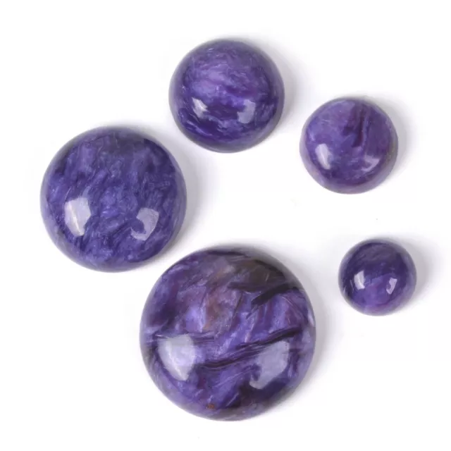 8mm 10mm 12mm 15mm 18mm Natural charoite gemstone round flatback cab cabochon