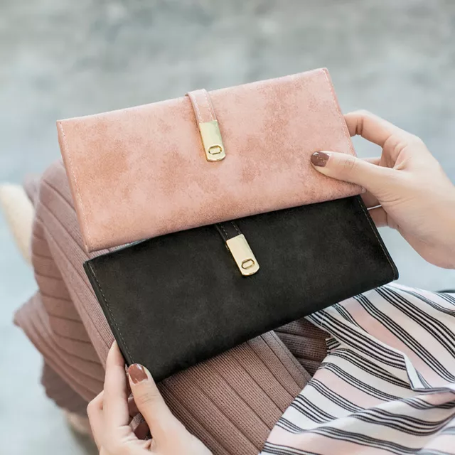 Women Leather Slim Wallet Clutch Card Holder Purse Hasp Phone Handbag Gift US