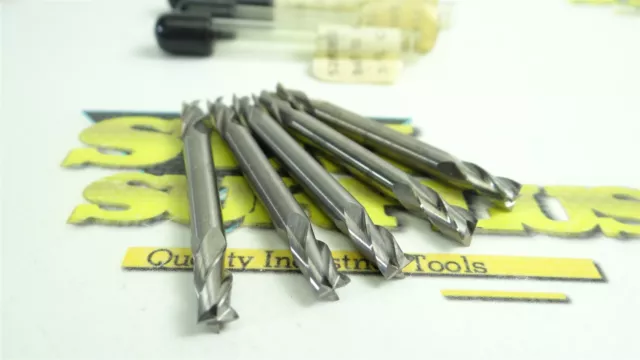 5 New! Bassett Solid Carbide 4 Flute Double End Mills 3/16" X 3/16" X 3/8" X 2"