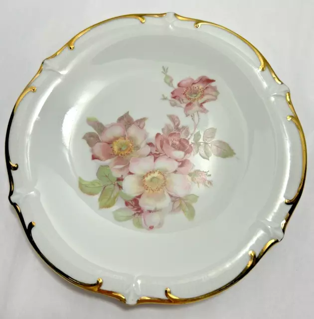 Schumann Arzberg Germany Golden Crown E&R Wild Rose Bavaria Plate Gold Trim 7.5"