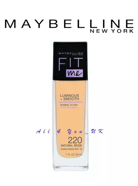 Maybelline Fit Me leuchtendes + glattes Fundament LSF-18 -30ml 220 NATURBEIGE