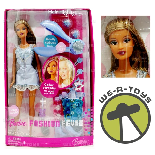 BARBIE FASHION FEVER Hair Highlights Doll Blue Dress 2006 Mattel J9236