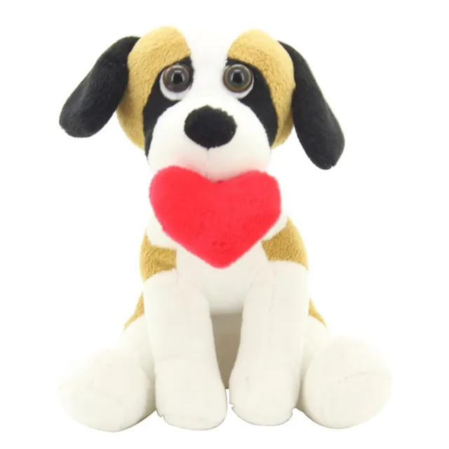 Cute Plush Beagle Puppy Dog Toy Stuffed Animal Soft Cuddly with Red Heart 8 inch