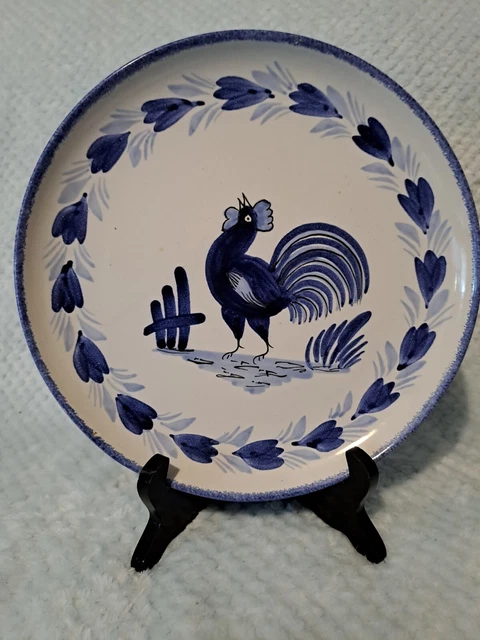 Vintage ancienne ASSIETTE HB QUIMPER DIAMÈTRE F-171 Décor COQ 24,5 cm A. BRETON