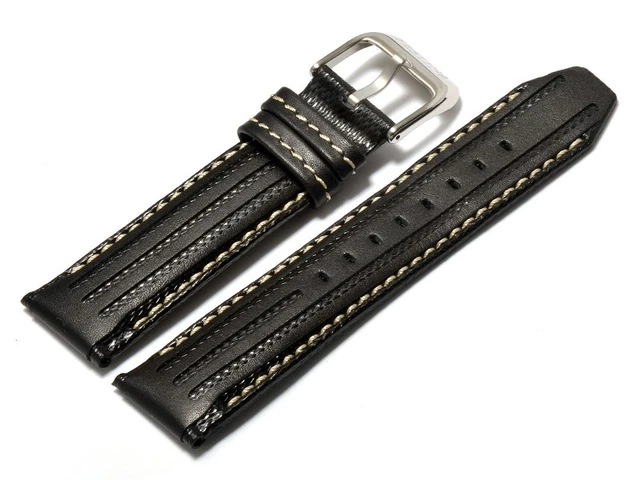 Bracelet Cuir Noir Casio Pour Montre EF-509L-1AV – Coutures Blanches, Neuf Sous étui