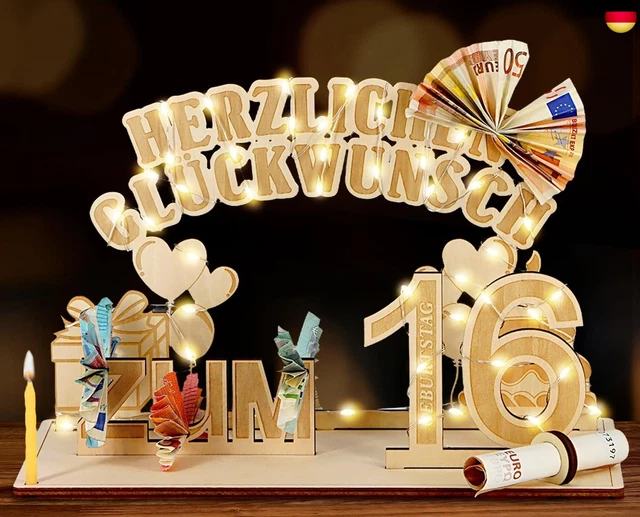 Giftota 12. Geburtstag Geldgeschenk-Set - Holztafel Mit Reagenzglas & Geschenkbox Für Jungen & Mädchen