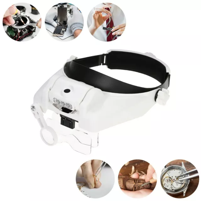 Headband Magnifying Glasses with LED Light Head Mount Magnifier for Close Work