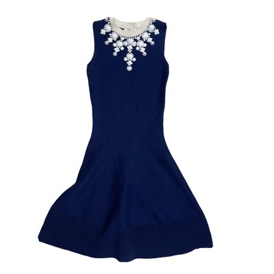 Kate Spade Womens Dress Size XS Blue Embellished Cashmere Knit Sweater A3T