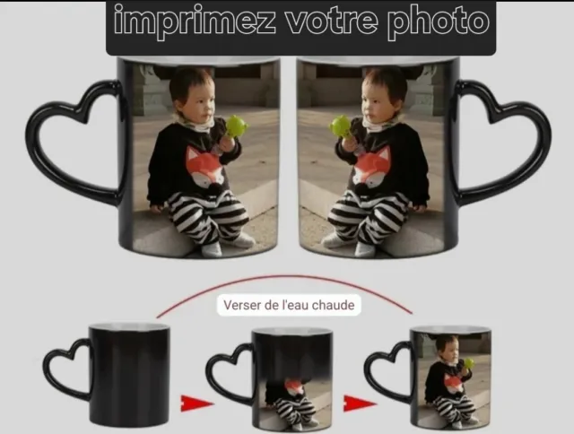 Mug Personnalisé Ceramique Avec Votre Photo Tasse Café Magique Reagit Au Chaud