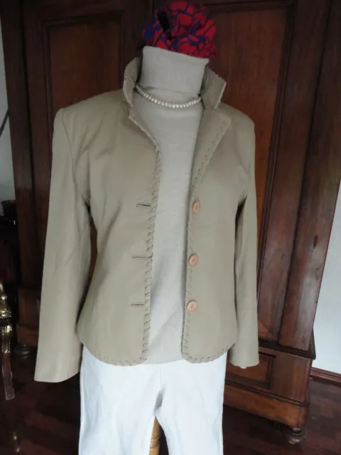 exklusive sand -  beige Lamm -Nappa- Lederjacke echtes Leder Neuwertig S 36 - 38