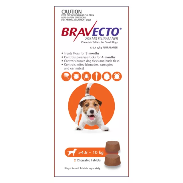 BRAVECTO 2 Chews for Dogs 3 months Tick and Flea Protection Shipping FREE