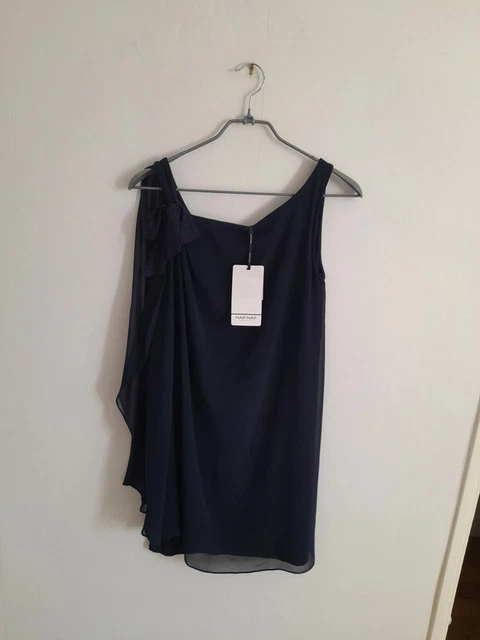 Robe Soirée Chic Bleu Marine Grande Taille Décolleté Volant - Ref L2230