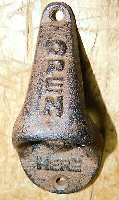 ANTIQUE Style Rustic Cast Iron OPEN HERE Wall Mounted Bottle Opener Soda Beer