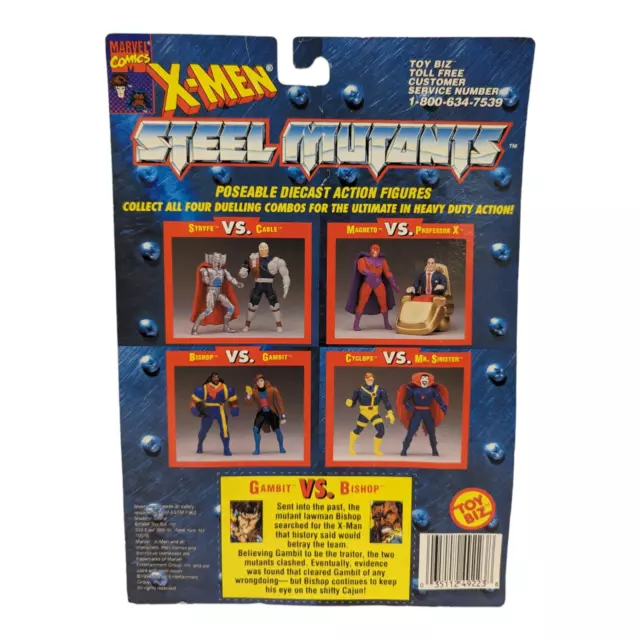Vintage 1994 Toy Biz MARVEL X-Men Steel Mutants GAMBIT vs BISHOP Action Figure! 3