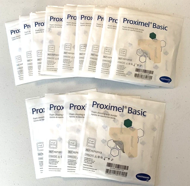 Proximel Silicone Foam Dressing with Border, 9 Pcs-4" x 4" in./ 4Pcs-5" x 5"