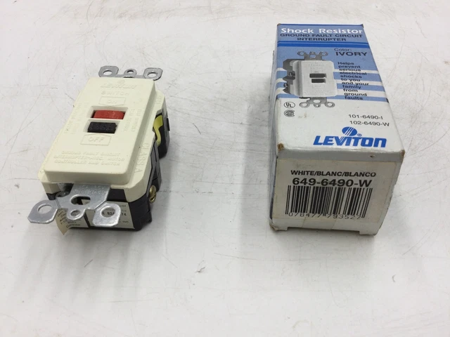 Leviton Shock Resistor 649-6490-W Ground Fault Circuit Interrupter GFCI 20A 125V