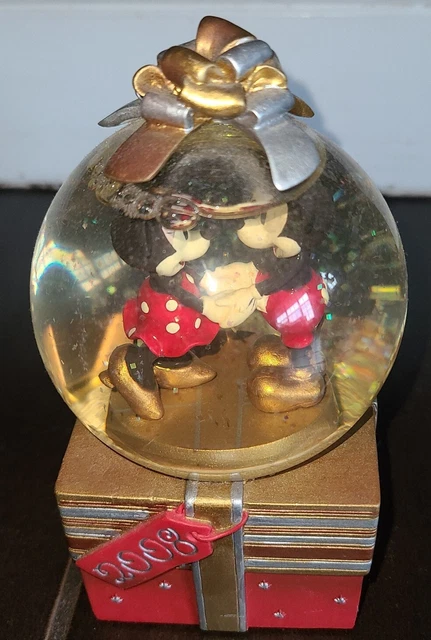 Disney Store Exclusive Mickey & Minnie Mouse Merry Christmas 2008 Snow Globe Euc