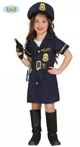 Costume Carnevale Bimba Da Poliziotta Travestimento Vestito Di Halloween Bambina