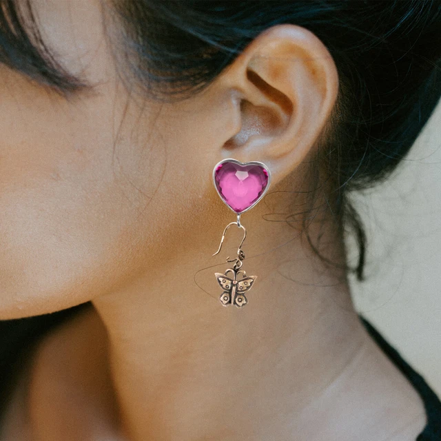 20 piezas Pendientes de Amor 1,4X1,3 cm Acero Titanio Miss