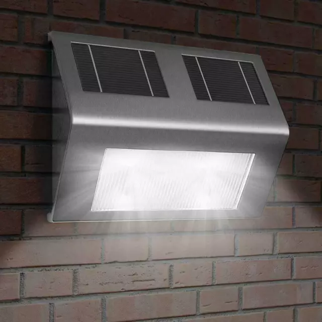 12x LED Solarleuchte Solarlampe Wand Lampe Außenleuchte Edelstahl Garten Außen