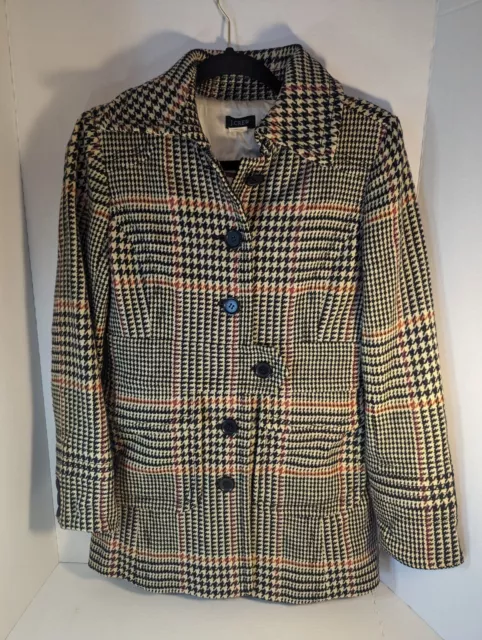 Jcrew check belted anthropologie Jumbo Plaid wool tweed Coat Jacket Womens 6