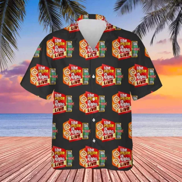 The Price is Right Live TV Show Logo Men's Navy Gray Black Hawaiian Shirt