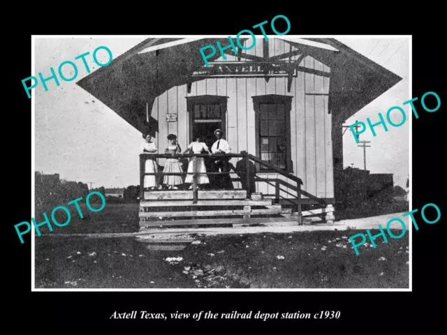 OLD LARGE HISTORIC PHOTO OF AXTELL TEXAS THE RAILROAD DEPOT STATION c1930