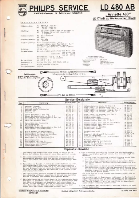 Service Manual-Anleitung für Philips LD 480 AB,Annette 480