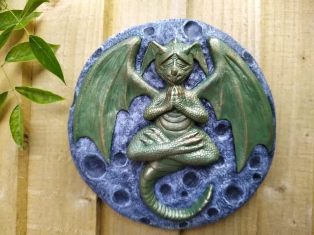 Meditating Moon Dragon Garden Ornament Levitate ~ Quirky Art Sculpture by Firky