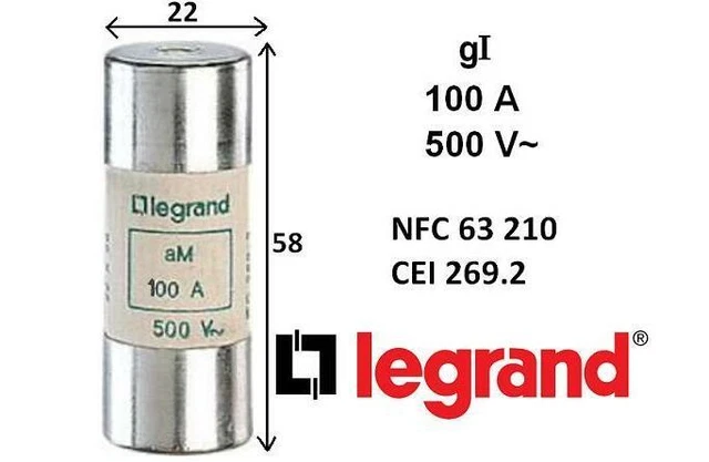 Fusible cartouche 100A  500V 22x58 Legrand