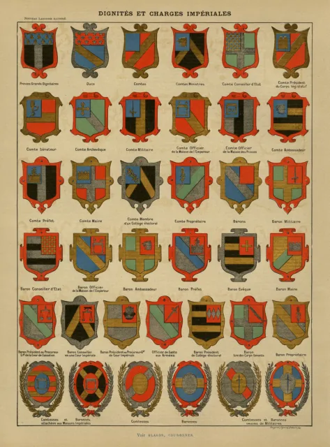 Antique Print-IMPERIAL COAT OF ARMS-ESCUTCHEON-HERALDRY-Larousse-1897