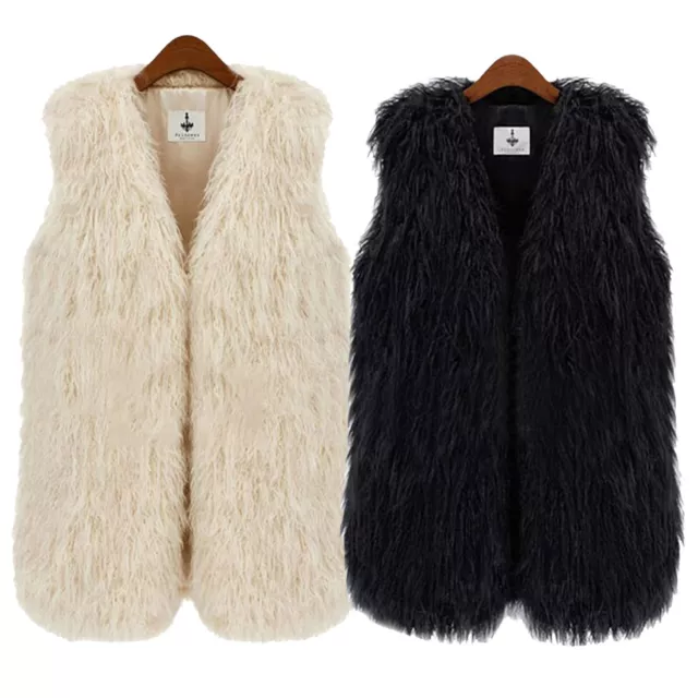 Lady Shaggy Faux Fur Warm Vest Waistcoat Winter Thick Jacket Coat Gilet Outwear