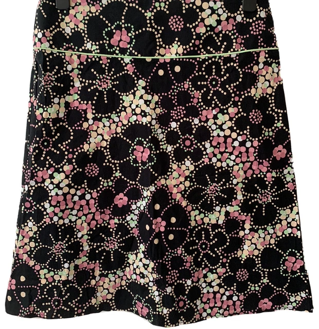 Gonna A-Line vintage nuova con etichette Y2K Mk One nera e rosa spot taglia 12